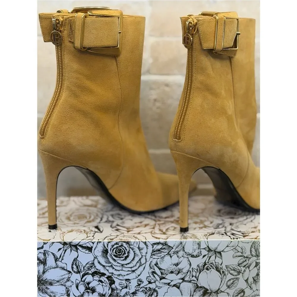 NEW BALMAIN Ocher suede boots $1500